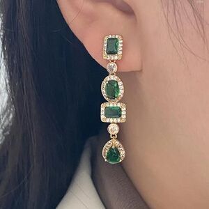 Green drop earrings A119